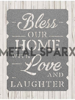 Silver Bless Our Home Metal Wall Art by Metal Sparx, decorative silver metal art piece featuring a heartfelt home blessing design.