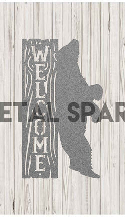 Silver metal bear scratching sculpture by Metal Sparx, detailed animal figure with textured surface, suitable for home decor.