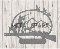 Silver Pheasant Hunt Monogram by Metal Sparx featuring a custom engraved monogram on a sleek silver surface.