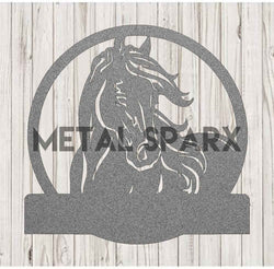 Silver horse monogram charm by Metal Sparx, detailed metal design perfect for jewelry or accessories.