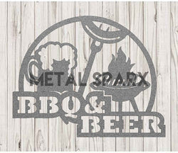Silver Metal Sparx BBQ and beer logo sign featuring a metallic finish and bold design, ideal for outdoor or barbecue spaces.