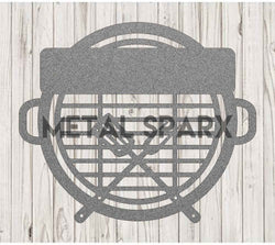 Silver Metal Sparx BBQ Monogram sign with engraved initials on a sleek metal surface
