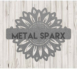 Silver sunflower monogram letter by Metal Sparx, decorative metal initial with sunflower detail, ideal for personalized home decor.