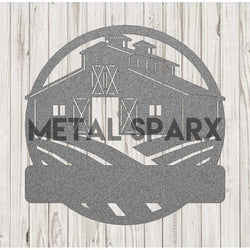 Silver metal Farm Monogram from Metal Sparx featuring a personalized engraved letter design on a sleek silver surface.