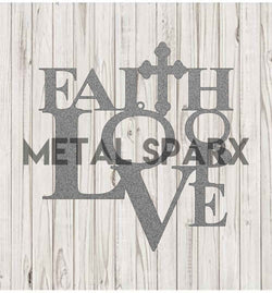 Silver Faith Love Hope pendant by Metal Sparx featuring a delicate design with symbols representing faith, love, and hope.