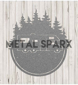 Silver metal RV monogram art by Metal Sparx featuring a personalized RV design in sleek silver finish.