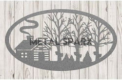Metal Sparx Maple Tree Scene sculpture in silver with detailed maple leaves and branches, decorative wall art for nature-inspired decor.