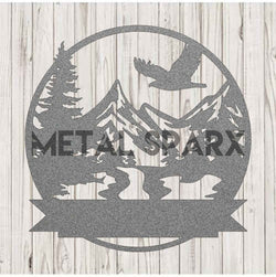 Silver Mountain Valley Monogram pendant by Metal Sparx, featuring a detailed mountain and valley design in polished silver.