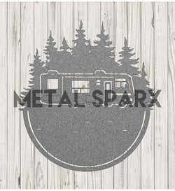 Silver metal RV monogram art from Metal Sparx featuring a stylish, decorative RV design in sleek silver finish.
