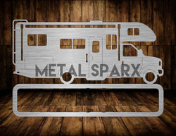 Metal Sparx Class C Motorhome Monogram metal art decor featuring a detailed RV design for automotive and travel enthusiasts.