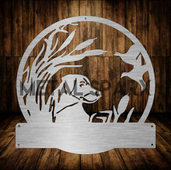 Metal Sparx Lab Hunting Dog figurine with detailed features, showcasing a realistic hunting dog sculpture in a natural pose.