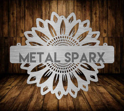 Metal Sparx sunflower monogram decor featuring a metal sunflower design with personalized monogram letter, decorative wall art.