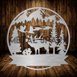 Elk Monogram decor by Metal Sparx featuring a stylish metal elk silhouette monogram for wall display.