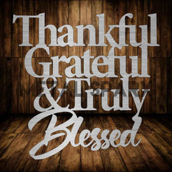 Thankful and Grateful metal art piece by Metal Sparx, featuring elegant metal design with inspirational wording.