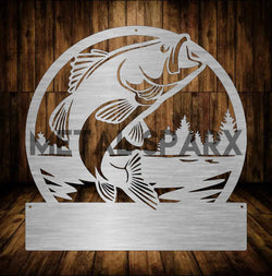 Metal Sparx Bass Monogram metal art piece showcasing a stylish bass-shaped design on a sleek metal surface.