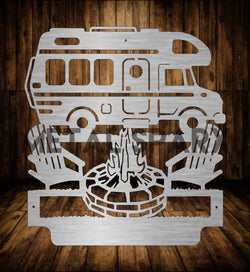 Custom Metal Art monogram by Metal Sparx featuring intricate metal design for camping-themed decor.