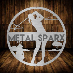 Female golf monogram keychain by Metal Sparx featuring a sleek metallic design and personalized monogram detail.