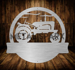 Vintage tractor monogram metal art by Metal Sparx, featuring a rustic tractor design in durable metal for wall decor.