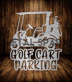 Metal Sparx golf cart parking rack, sturdy metal structure designed for secure golf cart parking and organization.