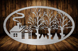 Metal Sparx maple tree scene metal wall art featuring detailed metal leaves and branches in a natural outdoor setting.