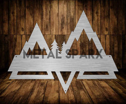 Metal Sparx Mountains Split Monogram metal art piece featuring a stylized mountain design for wall decor.