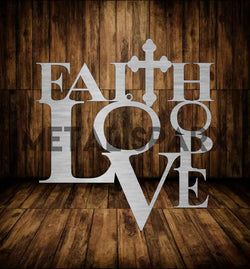 Metal Sparx Faith Love Hope jewelry featuring a pendant with engraved faith, love, and hope symbols on a silver chain.