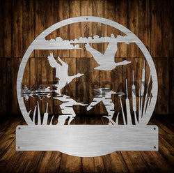 Metal Sparx geese taking flight wall art depicting flying geese in a sleek metal sculpture design